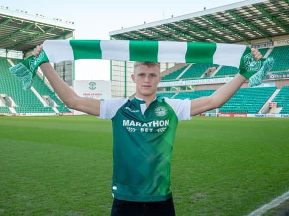 From one green and white team to another - Tommy Block at Hibs / Picture by Hibernian FC