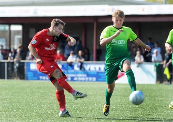 Eastbourne Borough's Jamie Taylor fires in his second goal against Chippenham Town (Photo by Jon Rigby) SUS-170509-152126008