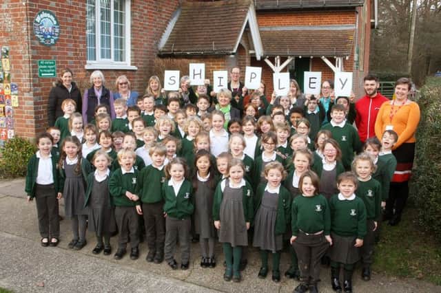 Staff and pupils at Shipley Primary School. Photo: Derek Martin