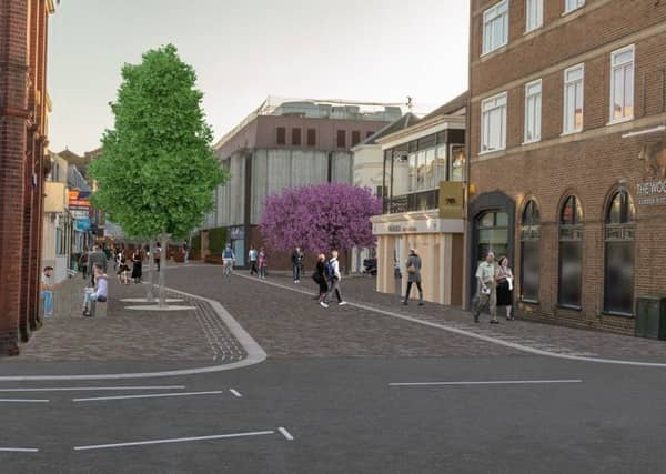 An artists' impression of how a pedestrianised Portland Road would look