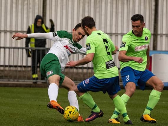 Dan Smith on the attack for Bognor against Dorking / Picture by Tommy McMillan