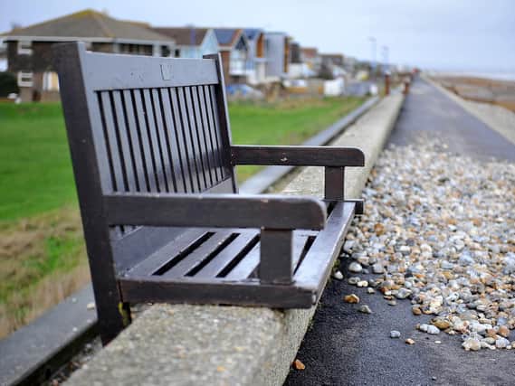 Memorial bench in East Beach, Selsey. Picture by Steve Robards