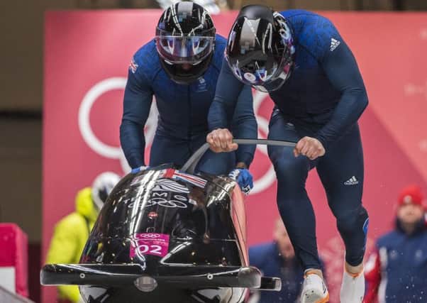 18.02.2018 - Bradley Hall & Joel Fearon compete in the Men's two man bobsleigh at the 2018 Pyeongchang Winter Olympic Games.
Picture by Andy Ryan/Team GB SUS-180219-131341002
