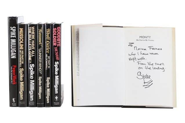 Signed books by Spike Milligan. Picture courtesy of Chiswick Auctions SUS-190122-170236001