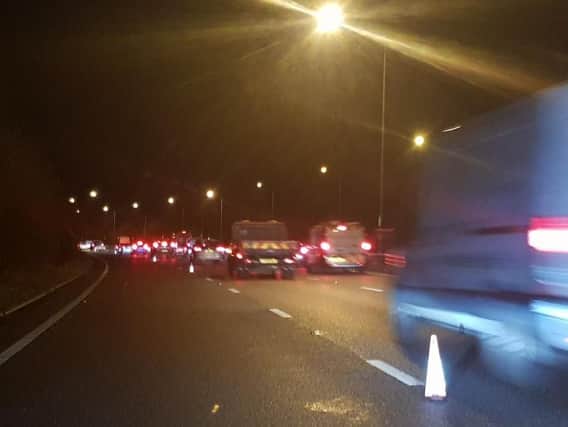 A broken-down milk tanker is causing delays on the A23. Picture: Sussex Roads Police