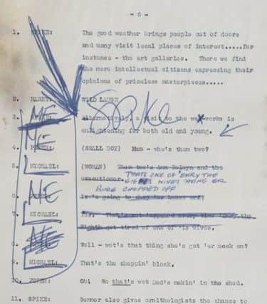 A script with annotations by Spike. Picture courtesy of Chiswick Auctions SUS-190123-103313001