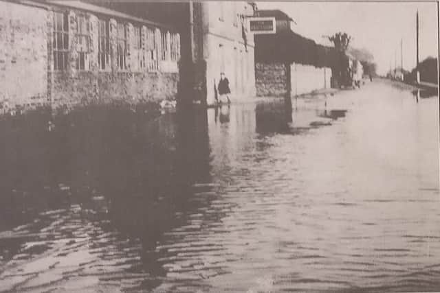 Flooding in St Pancras, a scene from outside the Shippam's home in about 1927