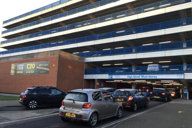 Cars are queueing to get into the High Street multi-storey car park this morning