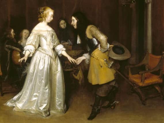 Gerard ter Borch . An Officer making his Bow to a Lady . 1660-64 . Polesden Lacey