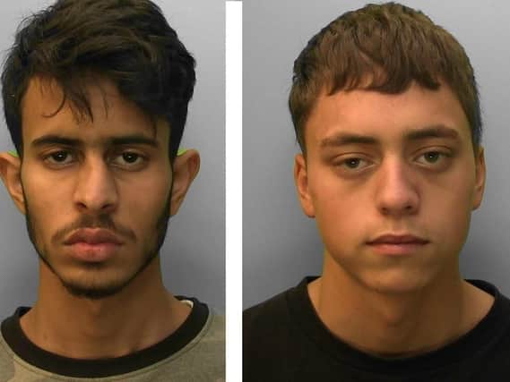 Ibrahim Aloqaybi (left) and Ethan Skeeles were jailed for robbery. Picture: Sussex Police