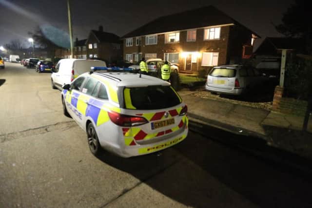 Police in Manning Road, Littlehampton last night