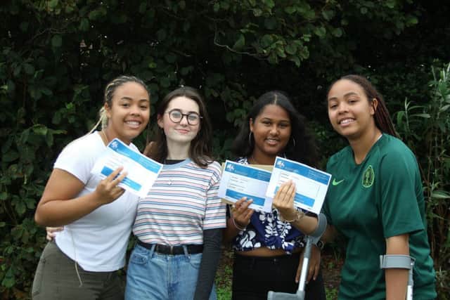 Hove Park students collecting their GCSE results (Photograph: Karl Salter/Hove Park) SUS-180823-143157001