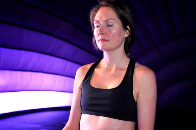 Katie Robertson at the hot yoga pod in Stoke Abbott Road