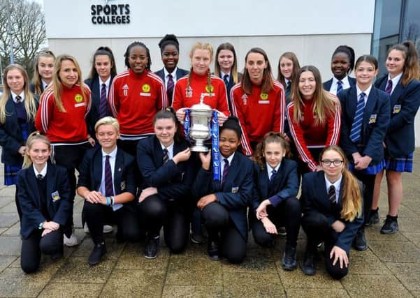 With Crawley Wasps facing Arsenal in the Women's FA Cup fourth round on February 3rd, The cup made a personal appearance at Thomas Bennett, Crawley. Pic Steve Robards SR1901747 SUS-190125-160533001