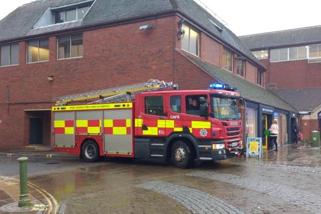 A fire engine at the scene