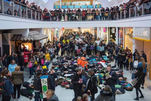 The demonstration at the shopping centre