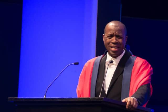 BBC broadcaster Clive Myrie receives an honorary doctorate from the UNiversity of Sussex (Photograph: Tunde Alabi-Hundeyin)