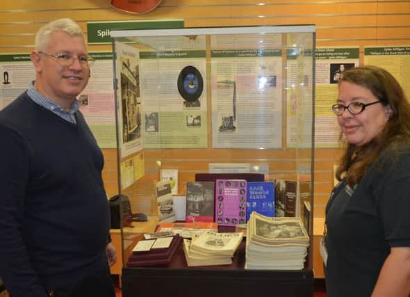 Karen Smith and museum curator Julian Porter with the exhibition