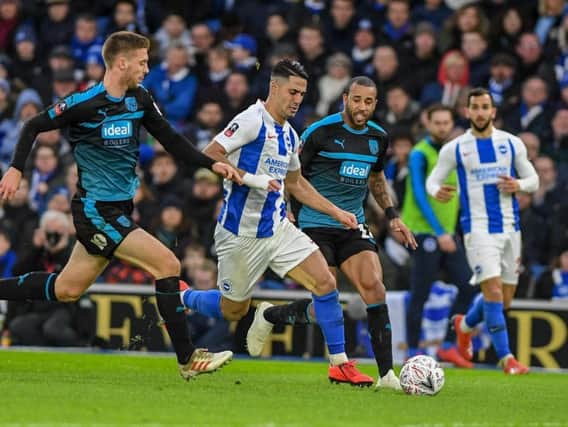Action from Brighton's 0-0 draw with West Brom in the FA Cup on Saturday. Picture by PW Sporting Photography