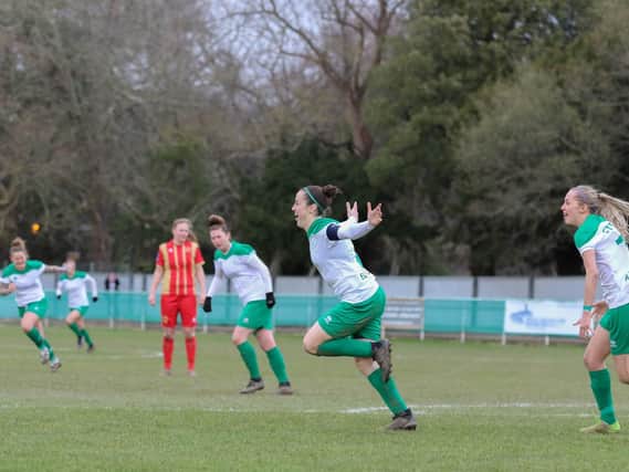 Celebration time at Oaklands Park as Chi City Ladies beat MK Dons / Picture by Sheena Booker