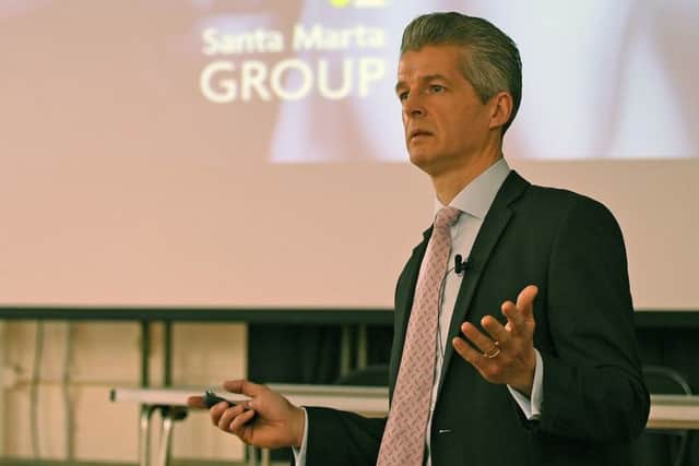 Mick Duthie of Sanata Marta Group addressing conference. Photo: Arundel and Brighton Diocese