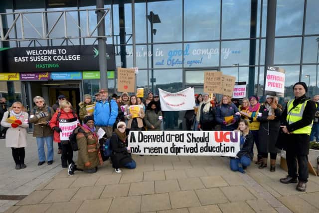 Strike action at East Sussex College in Hastings - photo by Justin Lycett
