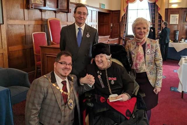 Billy with Vice Lord-Lieutenant of West Sussex Harry Goring, Daphne Snowden BEM and Margaret Bamford