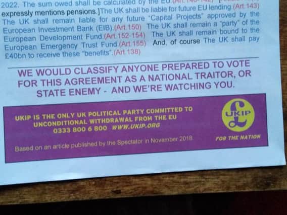 A copy of the leaflet that was delivered in Chichester