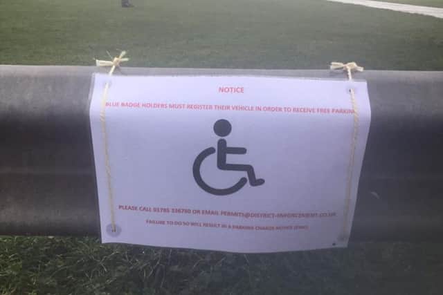 Lancing Parish Council added this sign to the barrier by the disabled parking bays on January 14