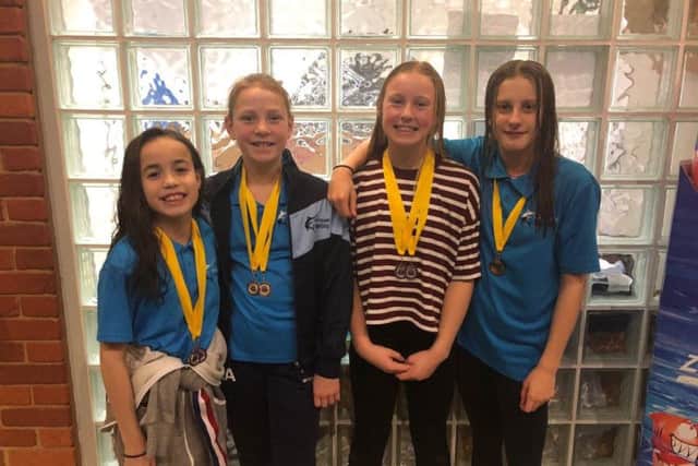 Charlotte Parvin, Kirsten Abrams, Constance Logan and Amelia Roberts - Mid Sussex Marlins record-breaking relay team