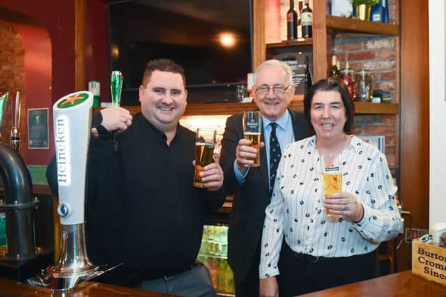 Licensee Steve Pease, Worthing West MP Sir Peter Bottomley and Star Pubs & Bars area manager Sarah Bramley. Picture: Simon Dack