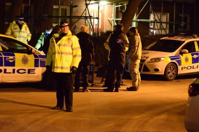 Police on scene at the incident in The Diplocks, Hailsham, on Monday night. Photo by Dan Jessup