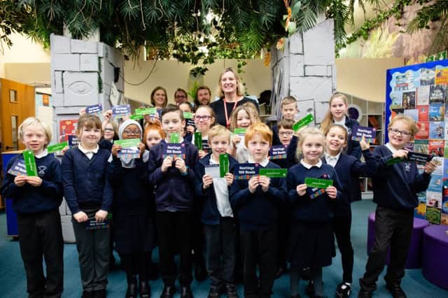 The launch of Get Hastings Reading. Amber Rudd MP meets children at Silverdale Primary Academy. Photo by Caitlin Lock.