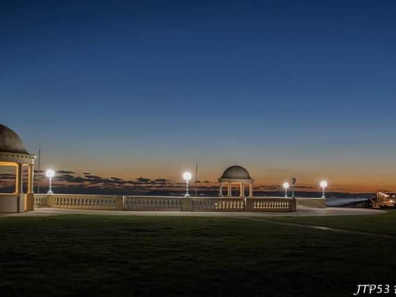 The Colonnade at Bexhill at dusk