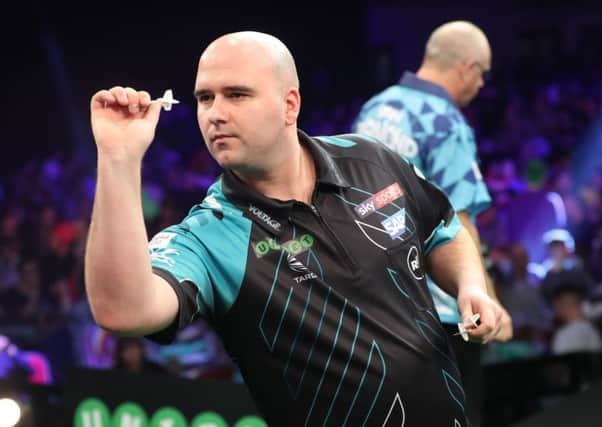 Rob Cross in action at last year's Masters tournament. Picture courtesy Lawrence Lustig/PDC