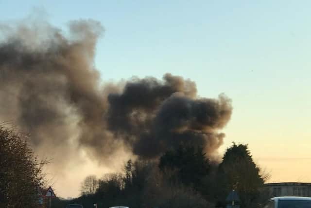 Firefighters have been battling a blaze at the Shoreham Cement Works. Picture: Twitter/@SnowySandy