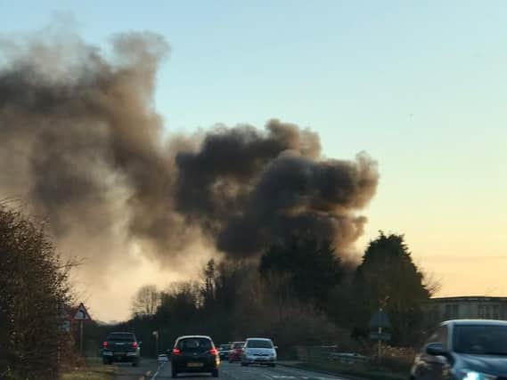 Firefighters have been battling a blaze at the Shoreham Cement Works. Picture: Twitter/@SnowySandy
