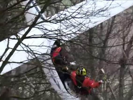 Footage from the scene showed the moment the pilot was rescued