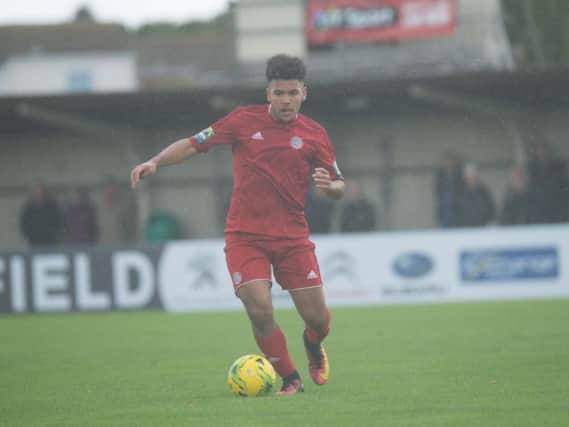 Zack Newton got his first goal since rejoining Worthing on loan at Kingstonian. Picture: Marcus Hoare