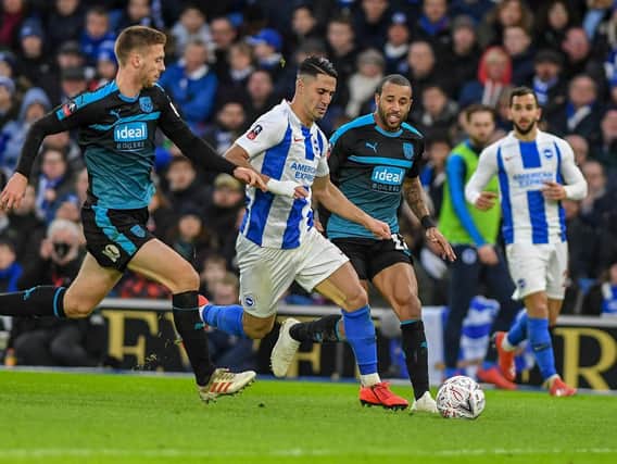 Action from Brighton's 0-0 draw with West Brom in the FA Cup fourth round. Picture by PW Sporting Photography