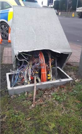 The traffic light control box at Polegate crossroads was destroyed in a collision