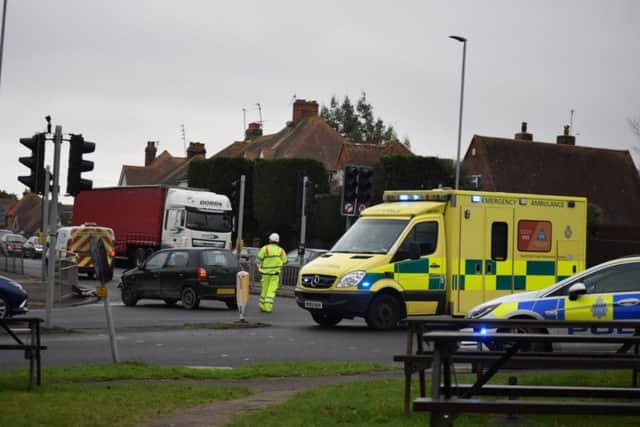 Emergency services at the scene of the collision