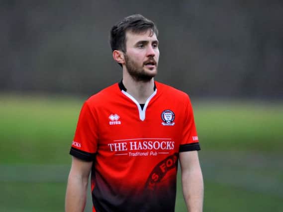 Harry Mills scored the only goal for Hassocks in their 4-1 away defeat to Saltdean United in the Premier Division on Saturday. Picture by Steve Robards.