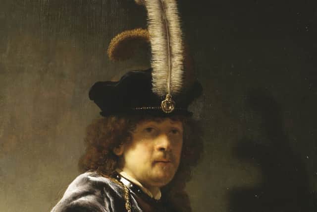 Rembrandt van Rijn (1606-1669), Self-Portrait, wearing a Feathered Bonnet, c.1635, oil, signed and dated © National Trust. SUS-190402-142659001