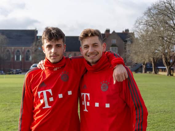 Bayern Munich's goalscorers Alexander Nollenberger and Daniel Jelisic at Ardingly College