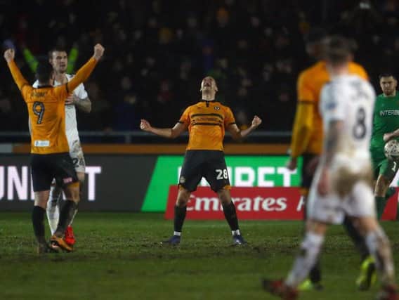 Mickey Demetriou celebrates Newport County's FA Cup replay win over Middlesbrough. Picture: Getty Images