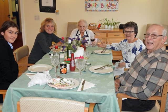 Jo King with, from left, great-granddaughter Lily, granddaughter Michelle, daughter-in-law Janet and son Garry