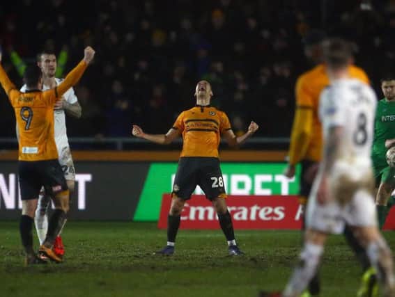 Mickey Demetriou celebrates Newport County's FA Cup replay win over Middlesbrough. Picture: Getty Images