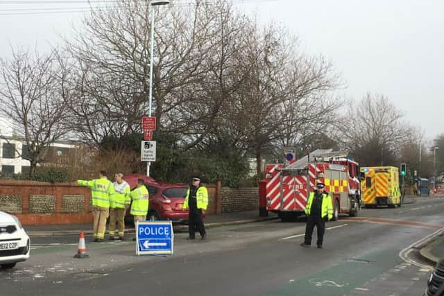 A collision outside Worthing Hospital
