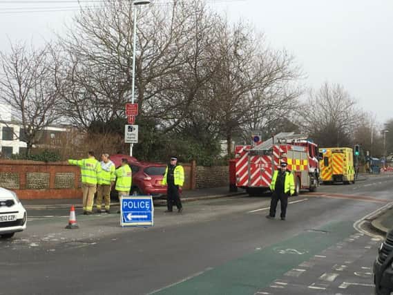 A collision outside Worthing Hospital